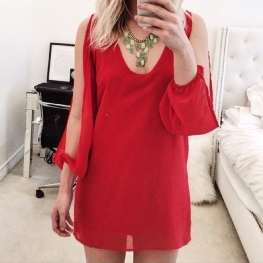 Tobi Open Sleeve Red Mini Dress